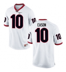 Men Georgia Bulldogs #10 Jacob Eason College Football Jerseys-White Men Georgia Bulldogs #10 Jacob Eason College Football Jerseys-White