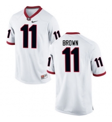 Men Georgia Bulldogs #11 Keyon Brown College Football Jerseys-White Men Georgia Bulldogs #11 Keyon Brown College Football Jerseys-White