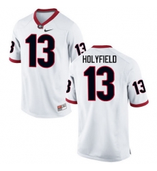 Men Georgia Bulldogs #13 Elijah Holyfield College Football Jerseys-White Men Georgia Bulldogs #13 Elijah Holyfield College Football Jerseys-White
