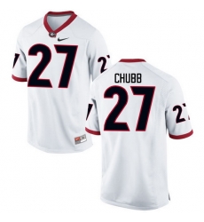 Men Georgia Bulldogs #27 Nick Chubb College Football Jerseys-White Men Georgia Bulldogs #27 Nick Chubb College Football Jerseys-White