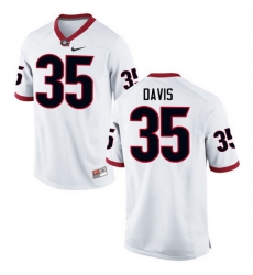 Men Georgia Bulldogs #35 Aaron Davis College Football Jerseys-White Men Georgia Bulldogs #35 Aaron Davis College Football Jerseys-White