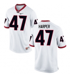 Men Georgia Bulldogs #47 Daniel Harper College Football Jerseys-White Men Georgia Bulldogs #47 Daniel Harper College Football Jerseys-White