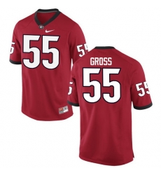 Men Georgia Bulldogs #55 Jacob Gross College Football Jerseys-Red Men Georgia Bulldogs #55 Jacob Gross College Football Jerseys-Red