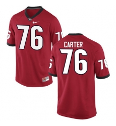 Men Georgia Bulldogs #76 Michail Carter College Football Jerseys-Red Men Georgia Bulldogs #76 Michail Carter College Football Jerseys-Red