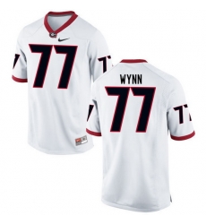 Men Georgia Bulldogs #77 Isaiah Wynn College Football Jerseys-White Men Georgia Bulldogs #77 Isaiah Wynn College Football Jerseys-White