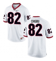 Men Georgia Bulldogs #82 Michael Chigbu College Football Jerseys-White Men Georgia Bulldogs #82 Michael Chigbu College Football Jerseys-White