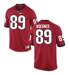 Men Georgia Bulldogs #89 Charlie Woerner College Football Jerseys-Red Men Georgia Bulldogs #89 Charlie Woerner College Football Jerseys-Red