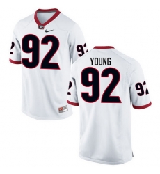 Men Georgia Bulldogs #92 Justin Young College Football Jerseys-White Men Georgia Bulldogs #92 Justin Young College Football Jerseys-White