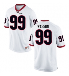 Men Georgia Bulldogs #99 Mitchell Wasson College Football Jerseys-White Men Georgia Bulldogs #99 Mitchell Wasson College Football Jerseys-White