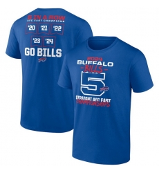 Men Royal Buffalo Bills Five Straight Afc East Division Championships T Shirt Men Royal Buffalo Bills Five Straight Afc East Division Championships T Shirt