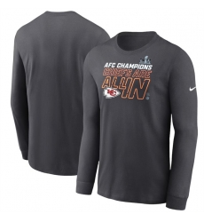Men Kansas City Chiefs Anthracite 2023 AFC Champions Locker Room Trophy Collection Long Sleeve T Shirt Men Kansas City Chiefs Anthracite 2023 AFC Champions Locker Room Trophy Collection Long Sleeve T Shirt