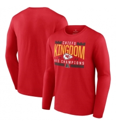 Men Kansas City Chiefs Red 2023 AFC Champions Hometown Not Done Long Sleeve T Shirt Men Kansas City Chiefs Red 2023 AFC Champions Hometown Not Done Long Sleeve T Shirt
