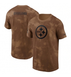 Men Pittsburgh Steelers 2023 Brown Salute To Service Sideline T Shirt Men Pittsburgh Steelers 2023 Brown Salute To Service Sideline T Shirt