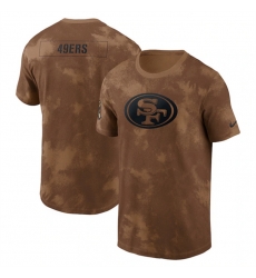 Men San Francisco 49ers 2023 Brown Salute To Service Sideline T Shirt Men San Francisco 49ers 2023 Brown Salute To Service Sideline T Shirt