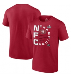 Men San Francisco 49ers Scarlet 2023 NFC Champions Right Side Big 26 Tall T Shirt Men San Francisco 49ers Scarlet 2023 NFC Champions Right Side Big 26 Tall T Shirt