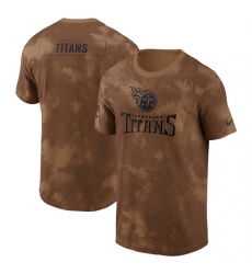 Men Tennessee Titans 2023 Brown Salute To Service Sideline T Shirt Men Tennessee Titans 2023 Brown Salute To Service Sideline T Shirt