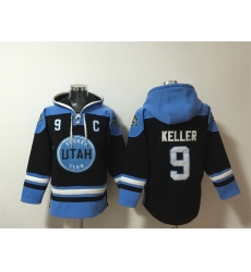 Men Utah Hockey Club 9 Clayton Keller Black Blue Ageless Must Have Lace Up Pullover Hoodie Men Utah Hockey Club 9 Clayton Keller Black Blue Ageless Must Have Lace Up Pullover Hoodie