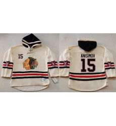 Men Chicago Blackhawks 15 Artem Anisimov Cream Heavyweight Pullover Hoodie Stitched NHL Jersey Men Chicago Blackhawks 15 Artem Anisimov Cream Heavyweight Pullover Hoodie Stitched NHL Jersey