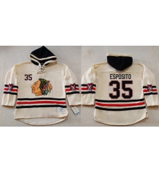 Men Chicago Blackhawks 35 Tony Esposito Cream Heavyweight Pullover Hoodie Stitched NHL Jersey Men Chicago Blackhawks 35 Tony Esposito Cream Heavyweight Pullover Hoodie Stitched NHL Jersey