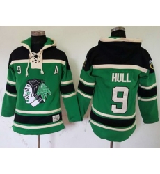Men Chicago Blackhawks 9 Bobby Hull Green St Patrick Day McNary Lace Hoodie Stitched NHL Jersey Men Chicago Blackhawks 9 Bobby Hull Green St Patrick Day McNary Lace Hoodie Stitched NHL Jersey