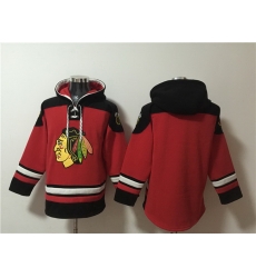 Men Chicago Blackhawks Blank Red Lace Up Pullover Hoodie Men Chicago Blackhawks Blank Red Lace Up Pullover Hoodie