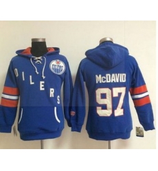 Women Edmonton Oilers 97 Connor McDavid Light Blue Old Time Heidi NHL Hoodie Women Edmonton Oilers 97 Connor McDavid Light Blue Old Time Heidi NHL Hoodie