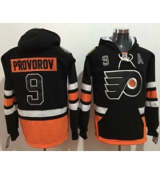 Men Philadelphia Flyers 9 Ivan Provorov Black Name 26 Number Pullover NHL Hoodie Men Philadelphia Flyers 9 Ivan Provorov Black Name 26 Number Pullover NHL Hoodie