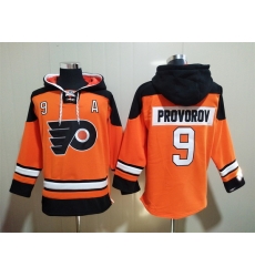 Men's Philadelphia Flyers #9 Ivan Provorov Orange Ageless Must-Have Lace-Up Pullover Hoodie Men's Philadelphia Flyers #9 Ivan Provorov Orange Ageless Must-Have Lace-Up Pullover Hoodie