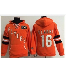 Women Philadelphia Flyers 16 Bobby Clarke Orange Old Time Heidi NHL Hoodie Women Philadelphia Flyers 16 Bobby Clarke Orange Old Time Heidi NHL Hoodie