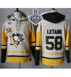 Men Pittsburgh Penguins 58 Kris Letang Cream Gold Sawyer Hooded Sweatshirt 2017 Stanley Cup Final Patch Stitched NHL Jersey Men Pittsburgh Penguins 58 Kris Letang Cream Gold Sawyer Hooded Sweatshirt 2017 Stanley Cup Final Patch Stitched NHL Jersey
