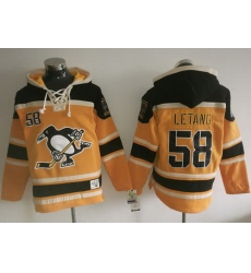 Men Pittsburgh Penguins 58 Kris Letang Gold Sawyer Hooded Sweatshirt Stitched NHL Jersey Men Pittsburgh Penguins 58 Kris Letang Gold Sawyer Hooded Sweatshirt Stitched NHL Jersey