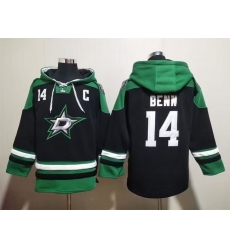 Men Dallas Stars 14 Jamie Benn Black Green Lace Up Pullover Hoodie Men Dallas Stars 14 Jamie Benn Black Green Lace Up Pullover Hoodie