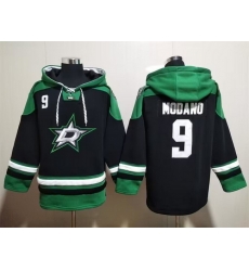 Men Dallas Stars 9 Mike Modano Black Green Lace Up Pullover Hoodie Men Dallas Stars 9 Mike Modano Black Green Lace Up Pullover Hoodie