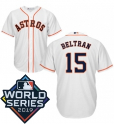 Mens Majestic Houston Astros 15 Carlos Beltran Replica White Home Cool Base Sitched 2019 World Series Patch Jersey Mens Majestic Houston Astros 15 Carlos Beltran Replica White Home Cool Base Sitched 2019 World Series Patch Jersey