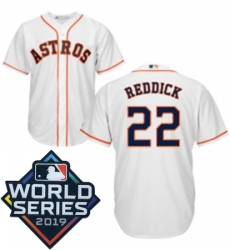 Mens Majestic Houston Astros 22 Josh Reddick Replica White Home Cool Base Sitched 2019 World Series Patch Jersey Mens Majestic Houston Astros 22 Josh Reddick Replica White Home Cool Base Sitched 2019 World Series Patch Jersey