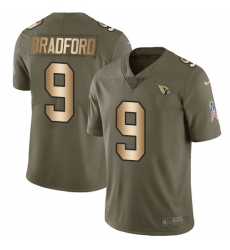 Nike Cardinals #9 Sam Bradford Olive Gold Youth Stitched NFL Limited 2017 Salute to Service Jersey Nike Cardinals #9 Sam Bradford Olive Gold Youth Stitched NFL Limited 2017 Salute to Service Jersey