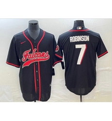 Men Atlanta Falcons 7 Bijan Robinson Black With Patch Cool Base Stitched Baseball Jersey Men Atlanta Falcons 7 Bijan Robinson Black With Patch Cool Base Stitched Baseball Jersey