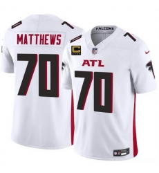 Men Atlanta Falcons 70 Jake Matthews White 2025 F U S E With 4 Star C Patch Vapor Untouchable Limited Stitched Football Jersey Men Atlanta Falcons 70 Jake Matthews White 2025 F U S E With 4 Star C Patch Vapor Untouchable Limited Stitched Football Jersey