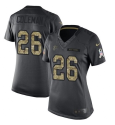 Nike Falcons #26 Tevin Coleman Black Womens Stitched NFL Limited 2016 Salute to Service Jersey Nike Falcons #26 Tevin Coleman Black Womens Stitched NFL Limited 2016 Salute to Service Jersey