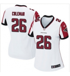 Women Nike Falcons #26 Tevin Coleman White Stitched NFL Elite Jersey Women Nike Falcons #26 Tevin Coleman White Stitched NFL Elite Jersey