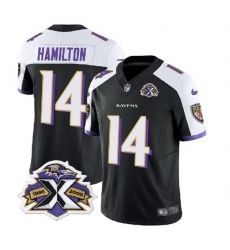 Men Baltimore Ravens 14 Kyle Hamilton Black White 2023 F U S E With Patch Throwback Vapor Limited Jersey Men Baltimore Ravens 14 Kyle Hamilton Black White 2023 F U S E With Patch Throwback Vapor Limited Jersey