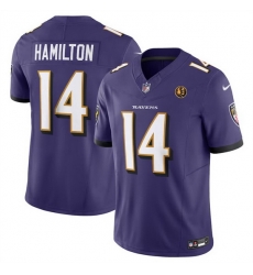 Men Baltimore Ravens 14 Kyle Hamilton Purple 2023 F U S E With John Madden Patch Vapor Limited Stitched Football Jersey Men Baltimore Ravens 14 Kyle Hamilton Purple 2023 F U S E With John Madden Patch Vapor Limited Stitched Football Jersey