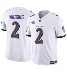 Men Baltimore Ravens 2 Nate Wiggins White 2024 With Dradt Patch F U S E Vapor Limited Football Jersey Men Baltimore Ravens 2 Nate Wiggins White 2024 With Dradt Patch F U S E Vapor Limited Football Jersey