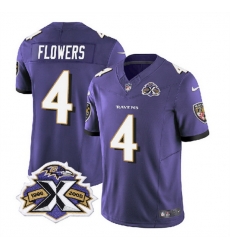 Men Baltimore Ravens 4 Zay Flowers Purple 2023 F U S E With Patch Throwback Vapor Limited Jersey Men Baltimore Ravens 4 Zay Flowers Purple 2023 F U S E With Patch Throwback Vapor Limited Jersey