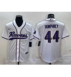 Men Baltimore Ravens 44 Marlon Humphrey White With Patch Cool Base Stitched Baseball Jersey Men Baltimore Ravens 44 Marlon Humphrey White With Patch Cool Base Stitched Baseball Jersey
