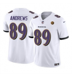 Men Baltimore Ravens 89 Mark Andrews White 2023 F U S E With John Madden Patch Vapor Limited Stitched Football Jersey Men Baltimore Ravens 89 Mark Andrews White 2023 F U S E With John Madden Patch Vapor Limited Stitched Football Jersey