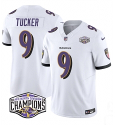 Men Baltimore Ravens 9 Justin Tucker White F U S E 2024 AFC North Division Champions Vapor Limited Football Jersey Men Baltimore Ravens 9 Justin Tucker White F U S E 2024 AFC North Division Champions Vapor Limited Football Jersey
