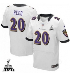 Men Ravens #20 Reed White Elite Jersey Men Ravens #20 Reed White Elite Jersey