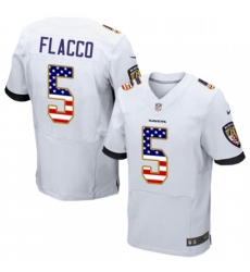 Mens Nike Baltimore Ravens 5 Joe Flacco Elite White Road USA Flag Fashion NFL Jersey Mens Nike Baltimore Ravens 5 Joe Flacco Elite White Road USA Flag Fashion NFL Jersey