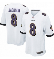 Mens Nike Baltimore Ravens 8 Lamar Jackson Game White NFL Jersey Mens Nike Baltimore Ravens 8 Lamar Jackson Game White NFL Jersey